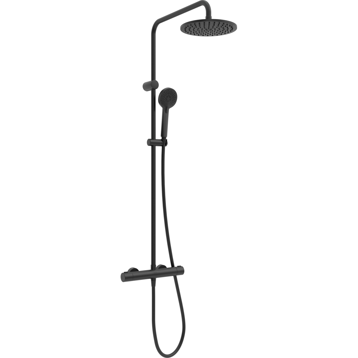 Oltens Atran Duschset Wandmontage mit Thermostat mit Kopfbrause schwarze Matte 36500300