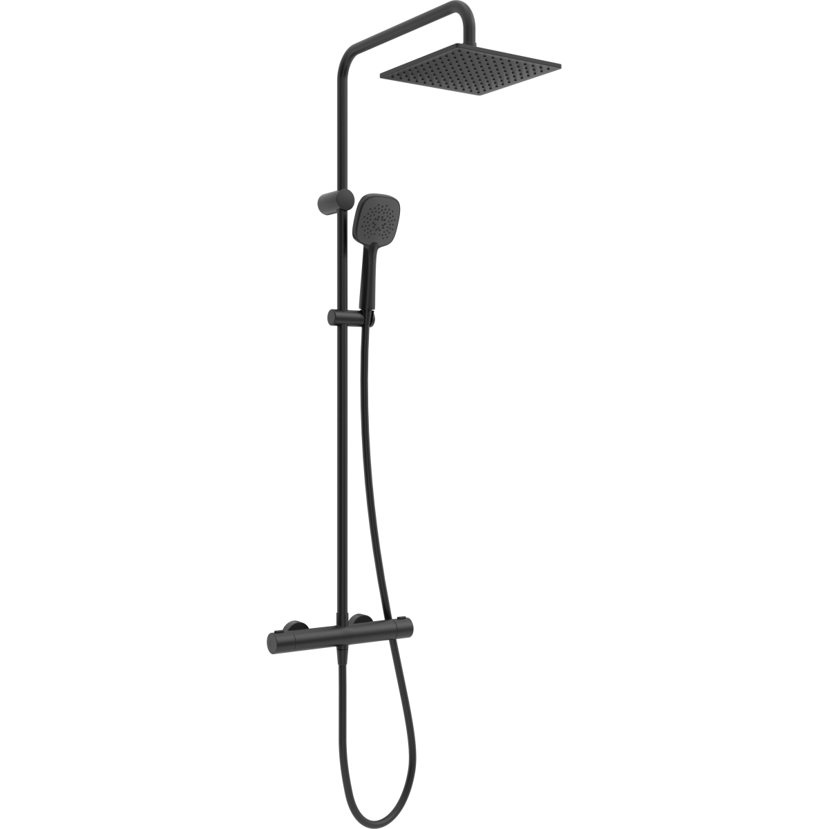 Oltens Atran Duschset Wandmontage mit Thermostat mit Kopfbrause schwarze Matte 36501300