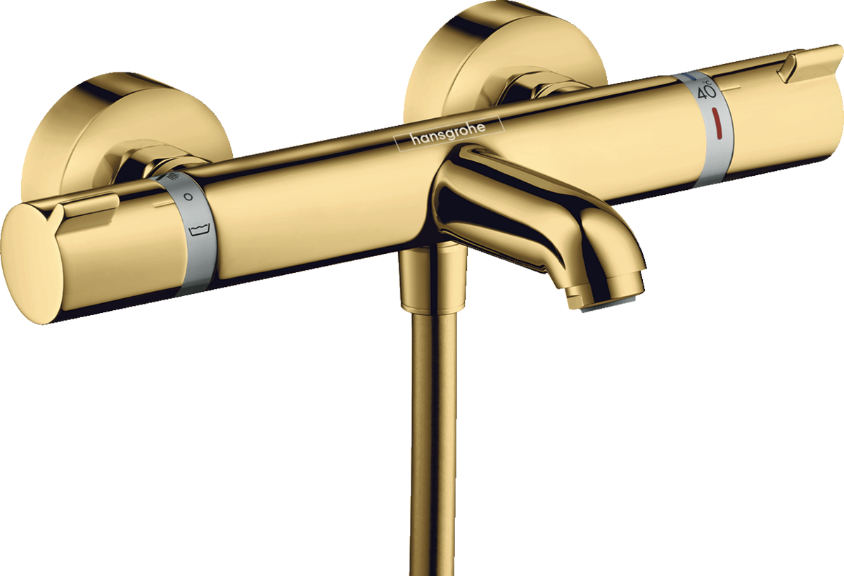 Hansgrohe Ecostat Badewannen- und Duscharmatur Wandmontage mit Thermostat gold 13114990