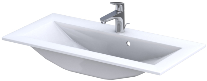 Oristo Silver Waschbecken 90x45 cm rechteckig Möbel weiß glanz UME-SI-90-92