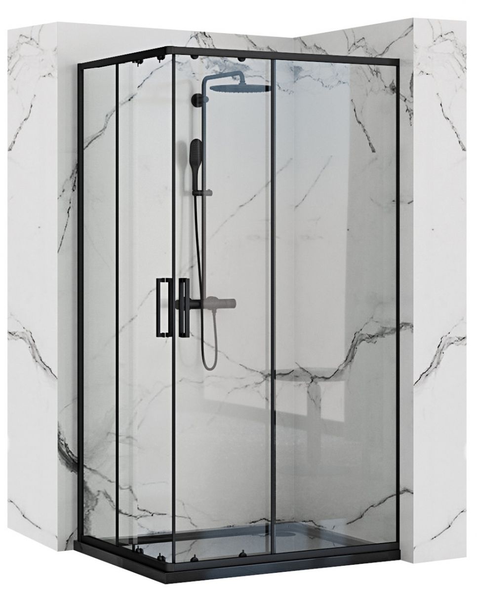 Rea Punto Duschkabine 100x80 cm rechteckig schwarz seidenmatt/durchsichtiges Glas REA-K4806