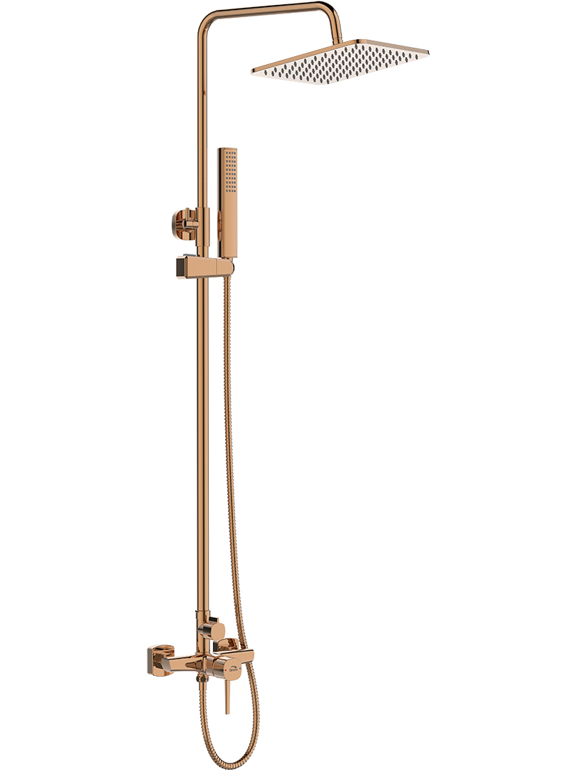 Laveo Pola duschset Wand mit Regenbrause gold PLA80KX