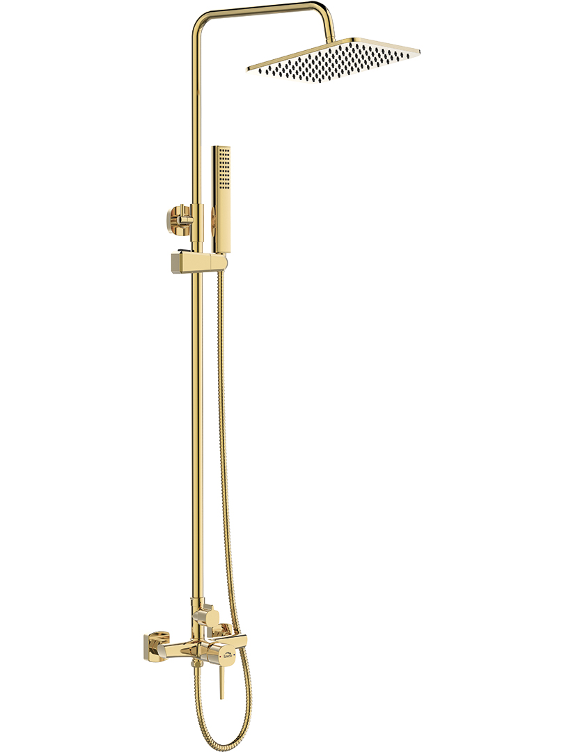 Laveo Pola duschset Wand mit Regenbrause gold PLAG0KX