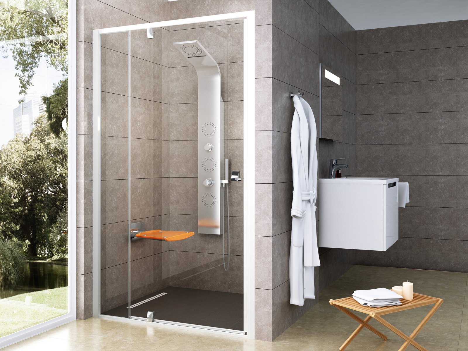 Ravak Pivot Duschtüren 120 cm aufklappbar weiß Glanz/durchsichtiges Glas 03GA0100Z1