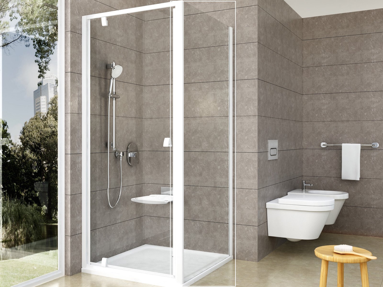Ravak Pivot Duschwand 90 cm weiß Glanz/durchsichtiges Glas 90G70100Z1