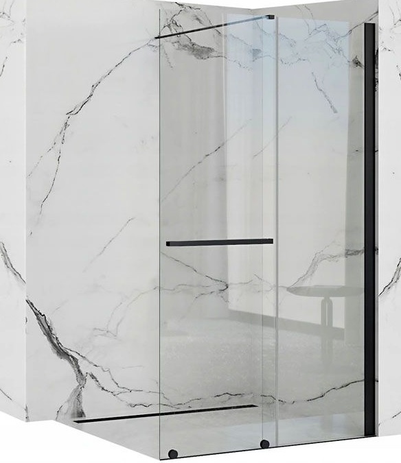 Rea Cortis Black Walk-In Duschwand 100 cm schwarz Matte/durchsichtiges Glas REA-K7740