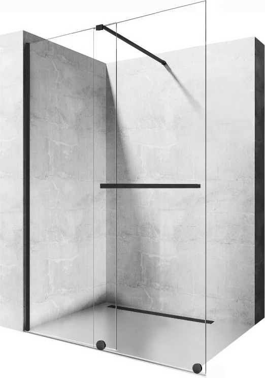 Rea Cortis Black begehbare duschwand 120 cm schwarz seidenmatt/durchsichtiges Glas REA-K8880