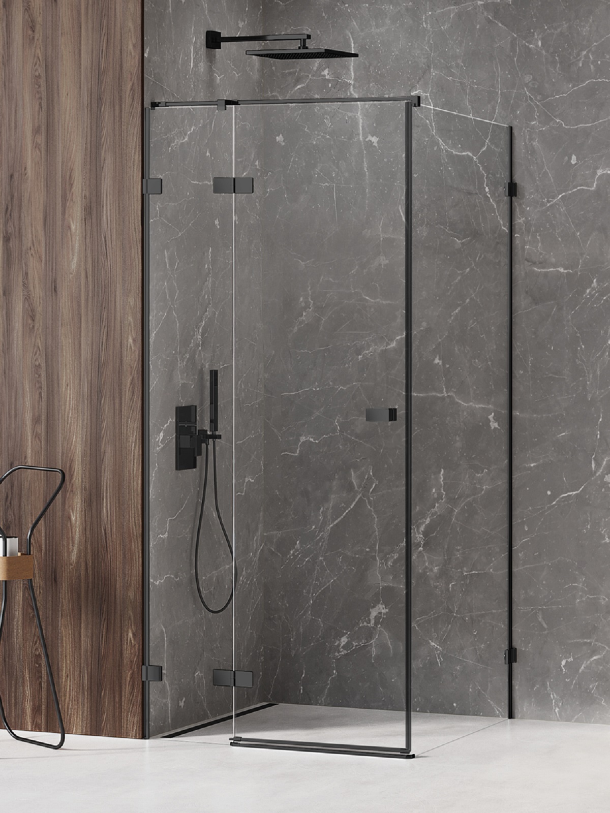 New Trendy Avexa Black Duschkabine 100x80 cm rechteckig schwarz Matte/durchsichtiges Glas EXK-1566