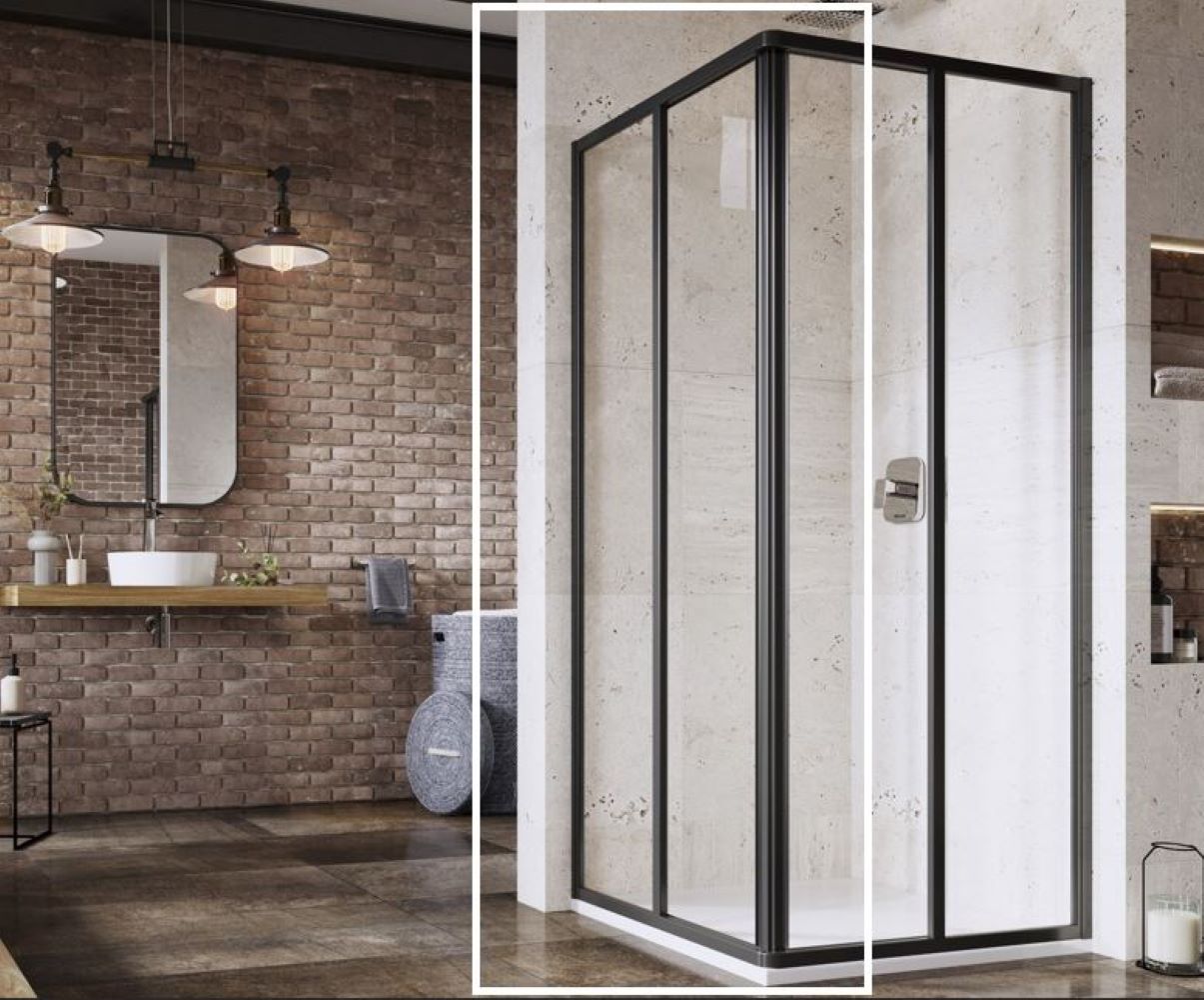 Ravak Supernova Duschtüren 80 cm Schiebe- schwarz Matte/durchsichtiges Glas 14V403O2Z1