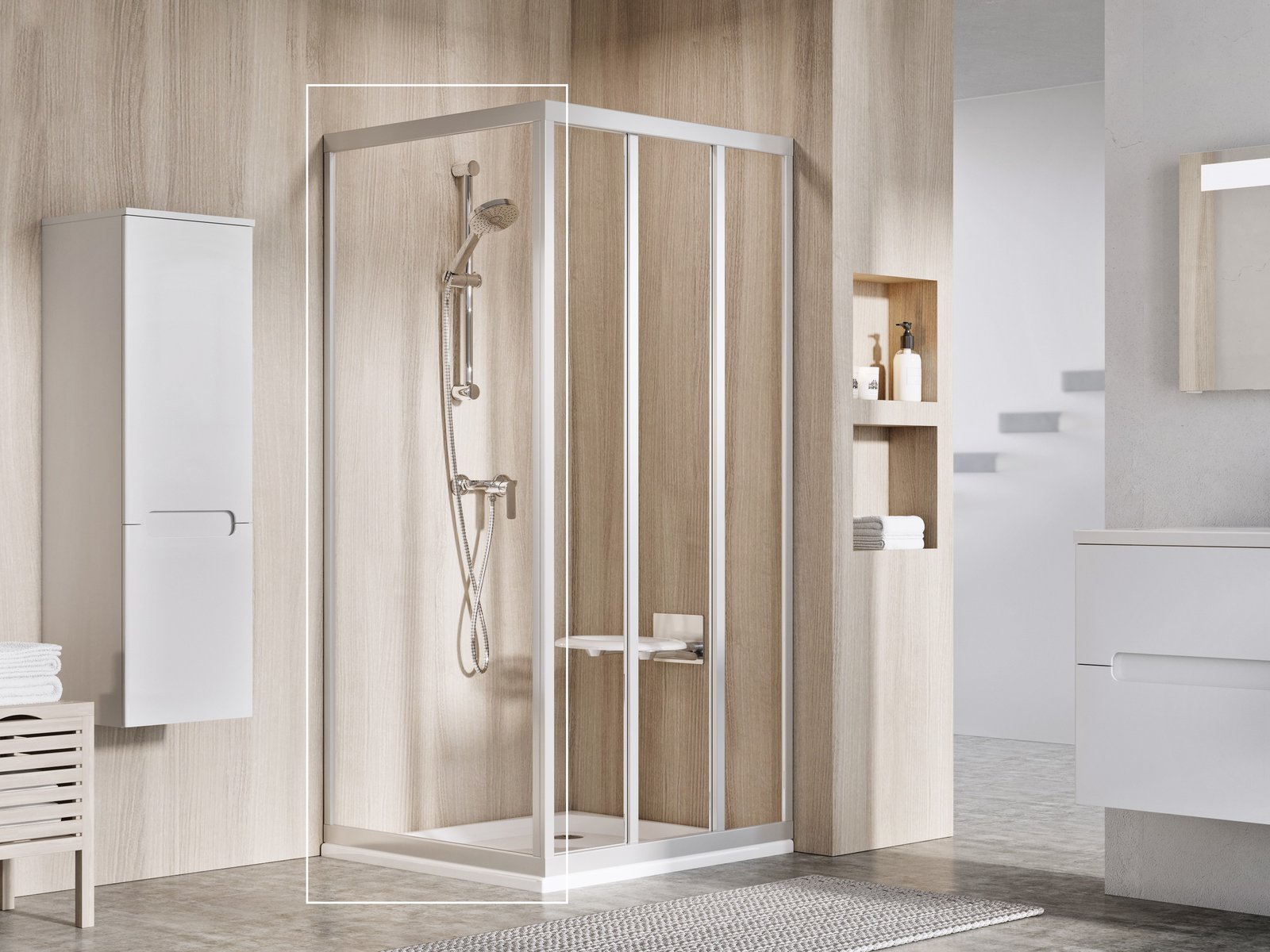Ravak Supernova Duschwand 75 cm satin Matte/durchsichtiges Glas 94030UR2Z1