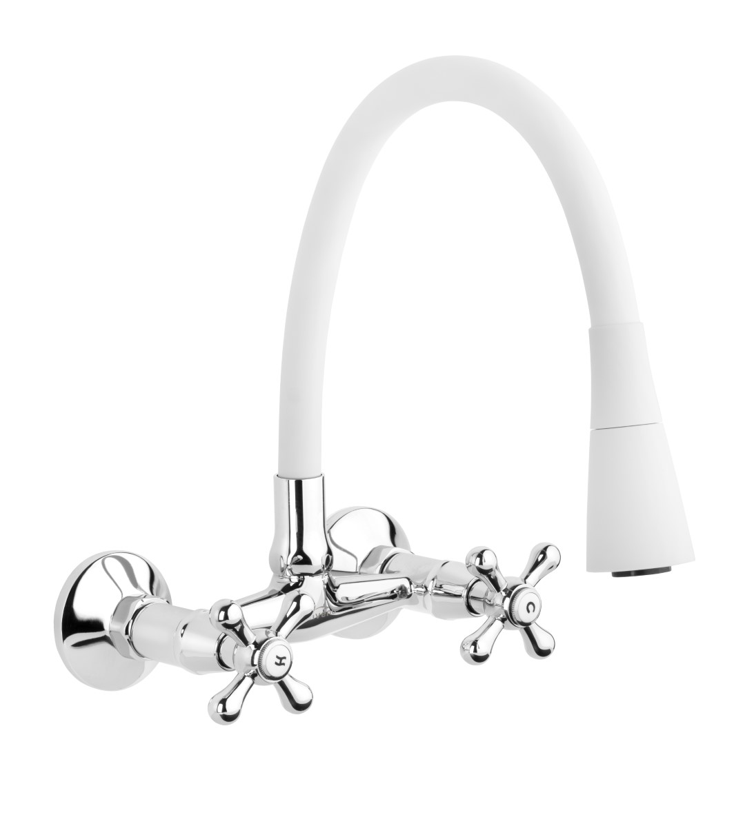 Invena Roma küchenarmatur Wand chrom-weiß BC-24-E2S