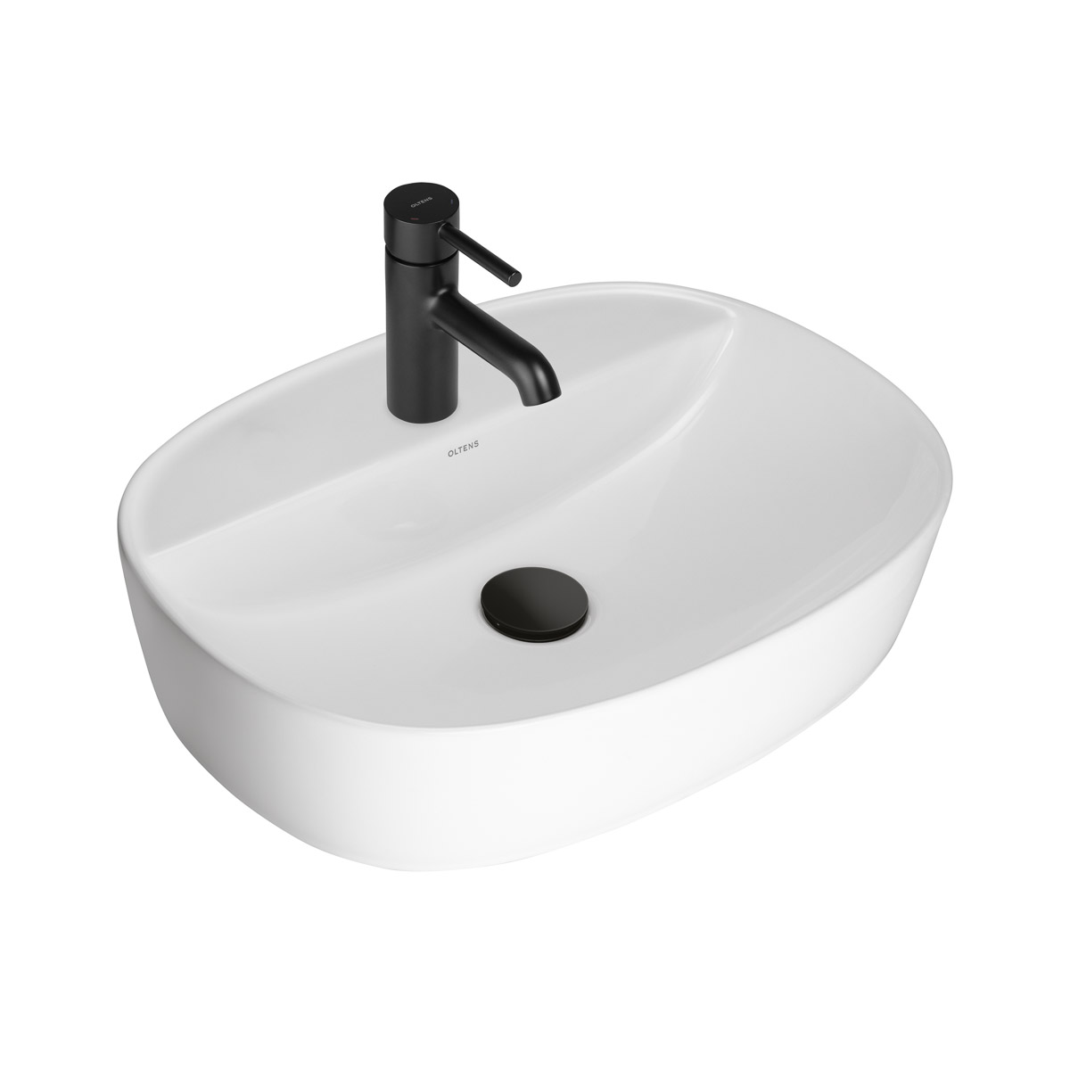 Oltens Hamnes Waschbecken 51x39 cm oval Aufsatzwaschbecken weiß glanz 41813000