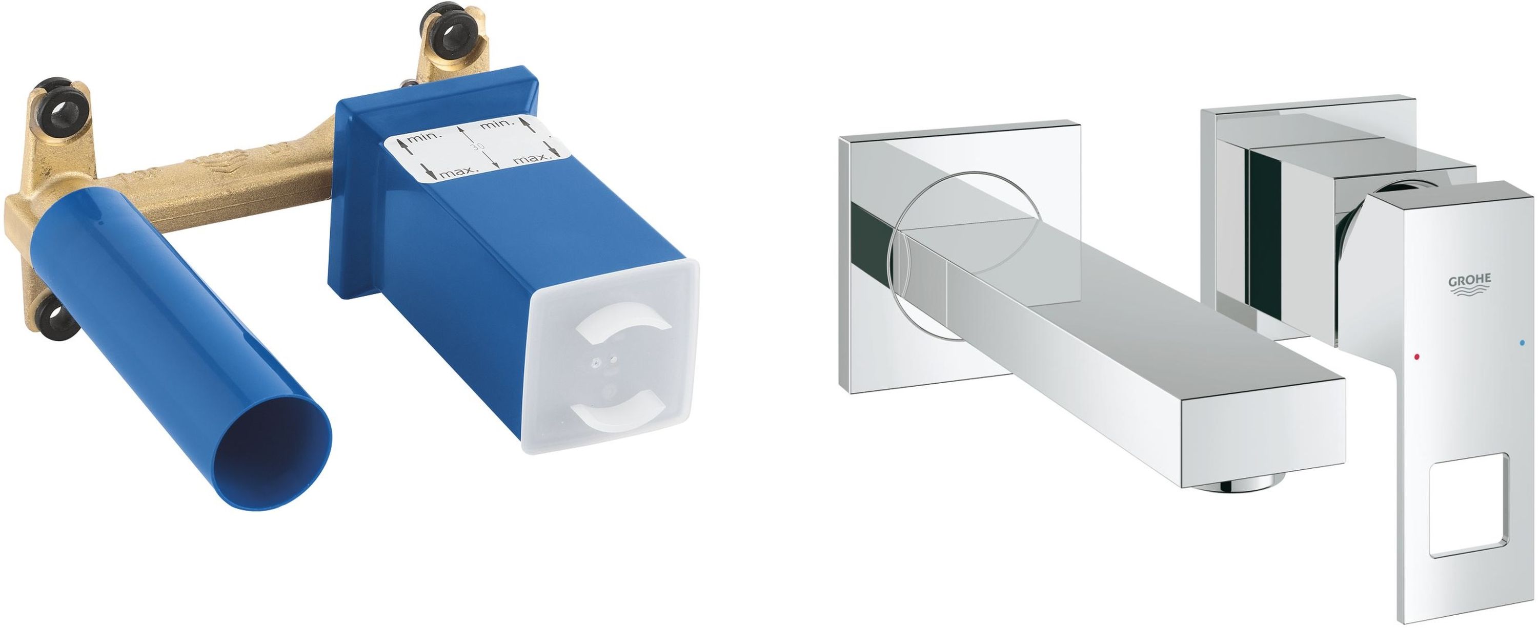 Set Waschtischarmatur Grohe Eurocube 19895000, Verdecktes Element Grohe 23200002