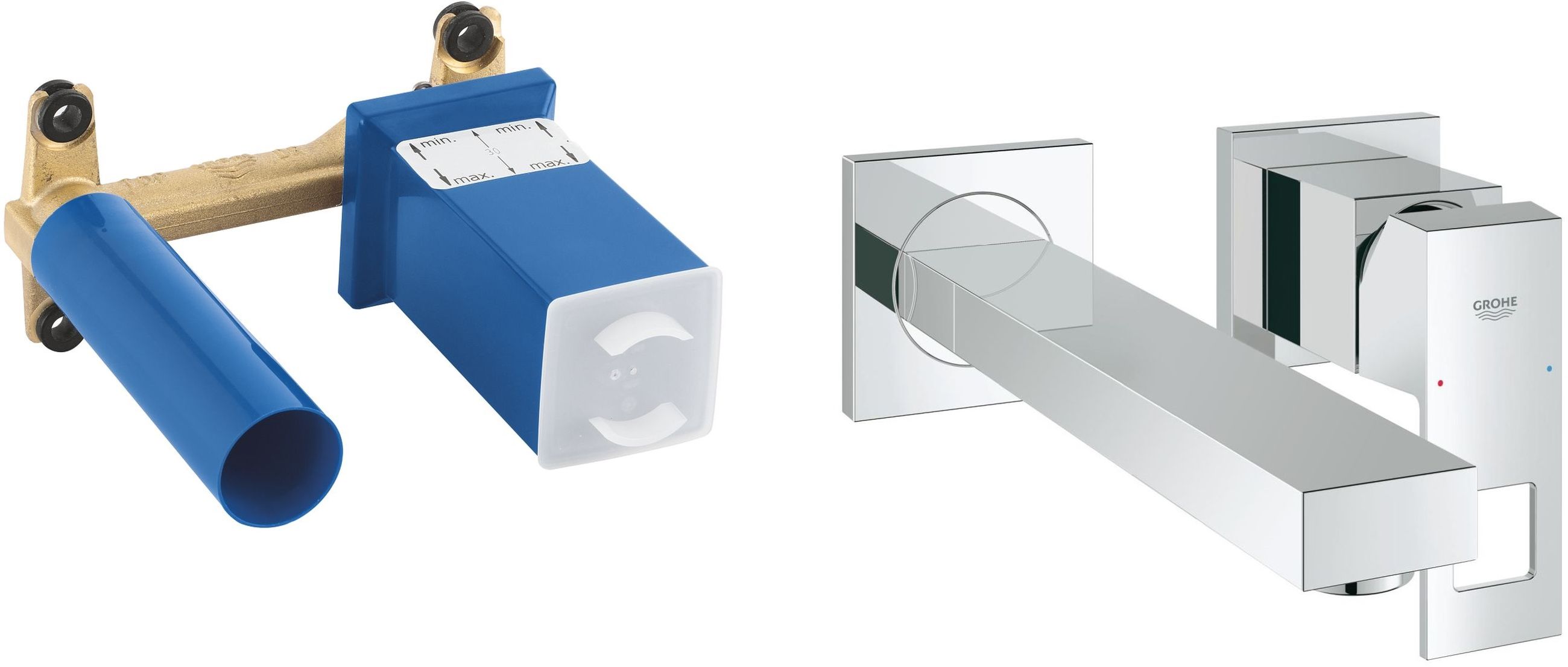 Set Waschtischarmatur Grohe Eurocube 23447000, Unterputz-Körper Grohe 23200002