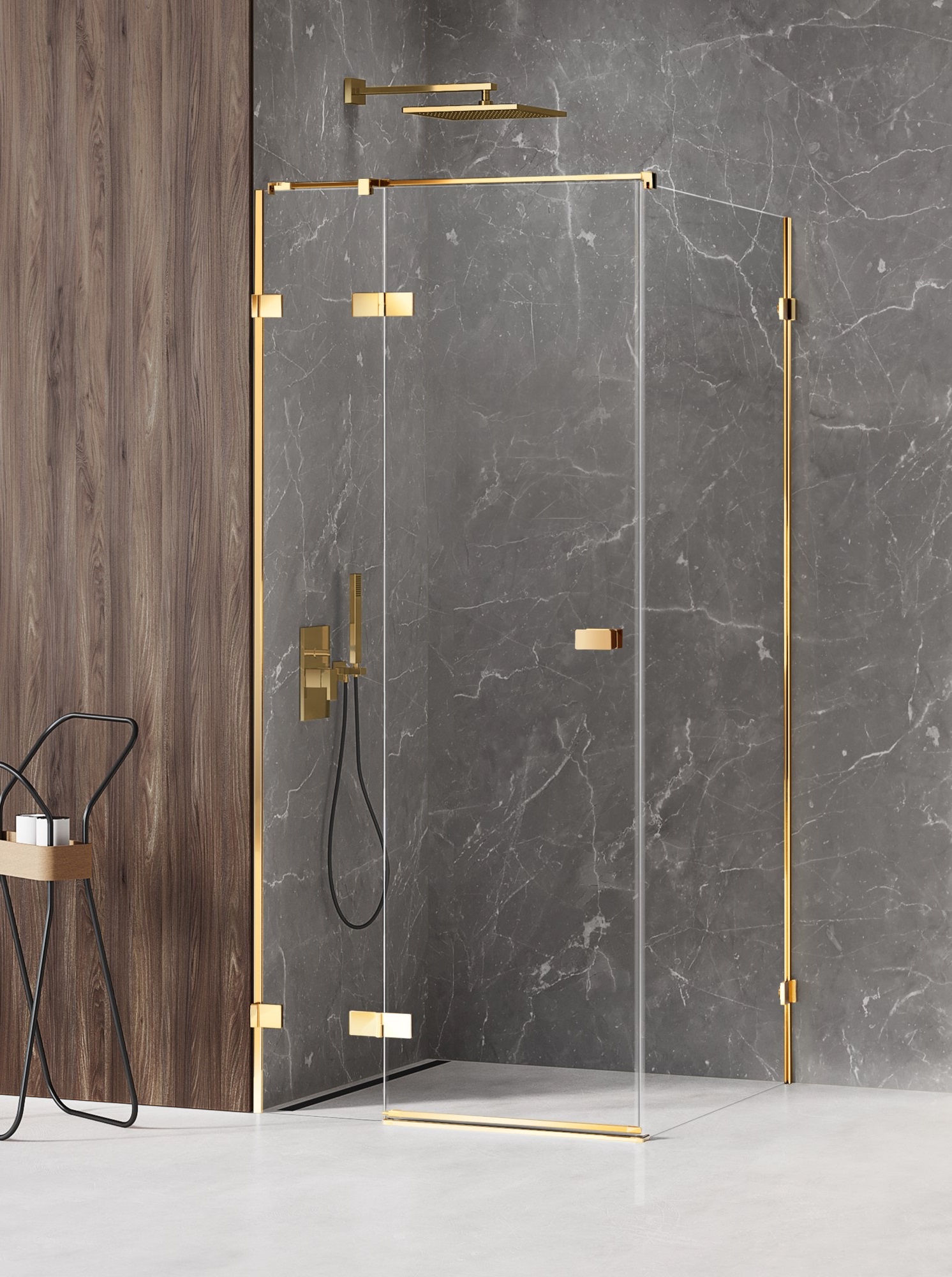 New Trendy Avexa Gold Shine Duschkabine 120x80 cm rechteckig gold Glanz/durchsichtiges Glas EXK-1654