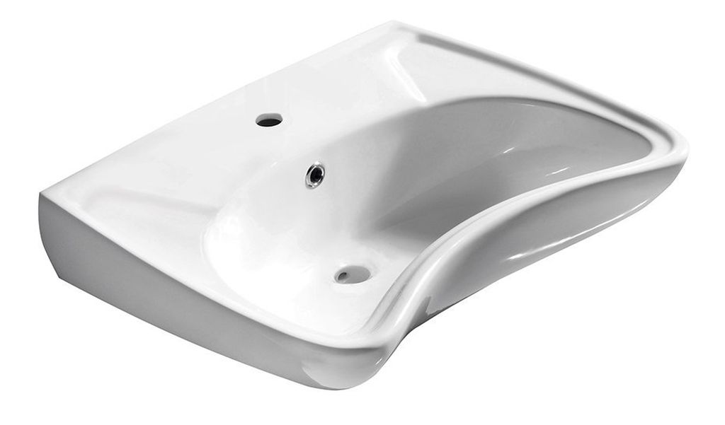 Isvea Handicap Waschbecken 59.5x45.6 cm rechteckig Klassisch barrierefrei weiß glanz 10TP60060