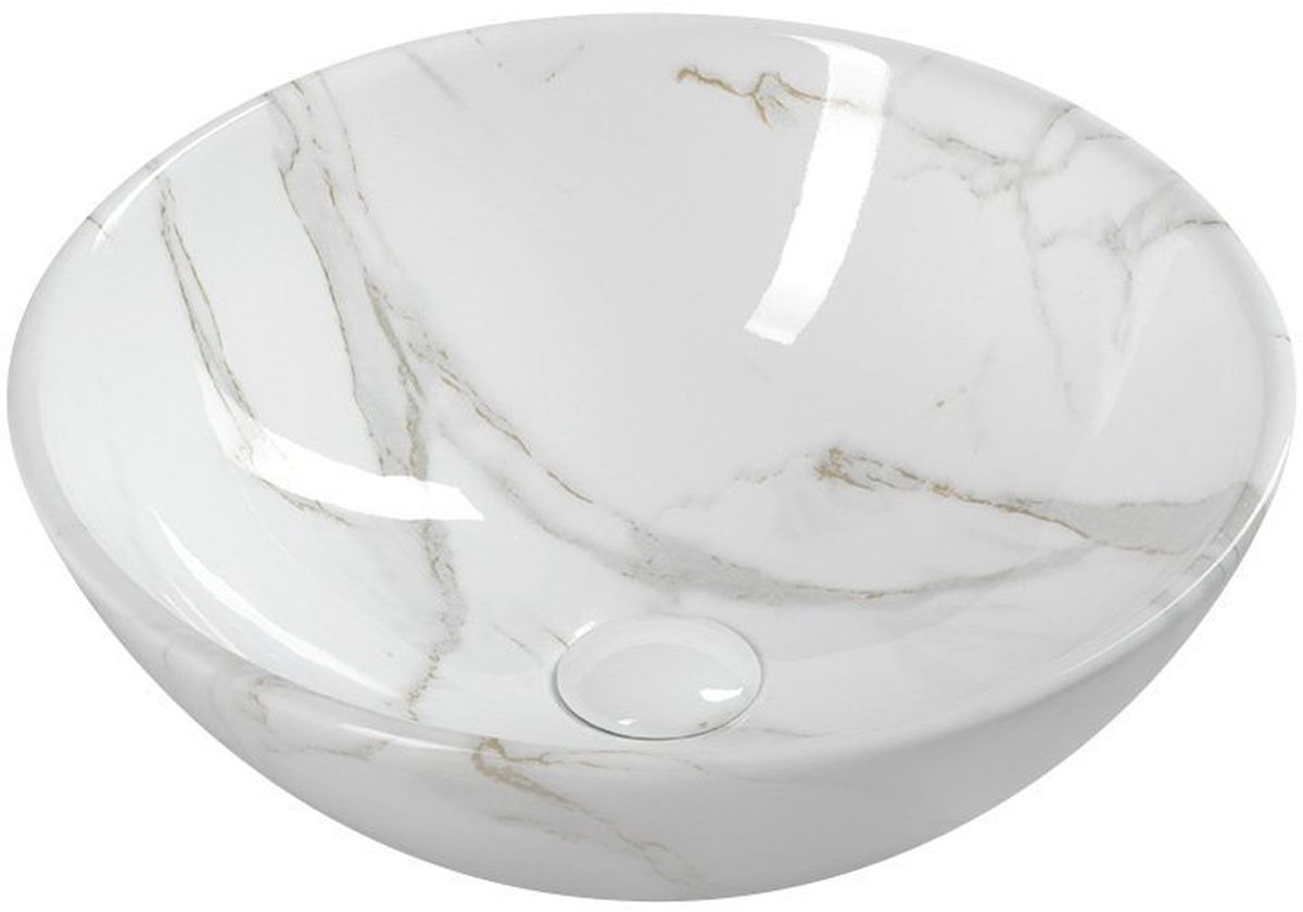 Sapho Dalma Waschbecken 42x42 cm rund Aufsatzwaschbecken weiß glanz MM117