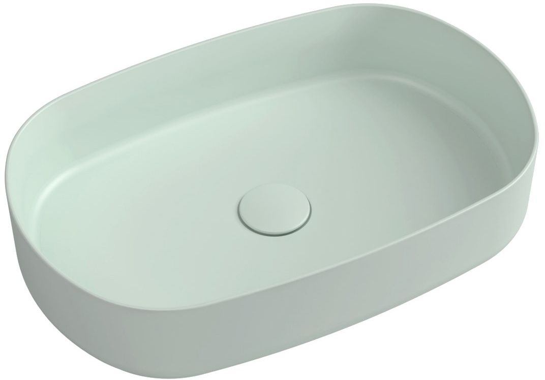 Isvea Infinity Waschbecken 55x36 cm oval Aufsatzwaschbecken grün matte 10NF65055-2T