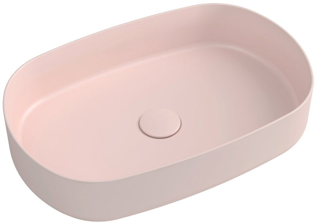 Isvea Infinity Waschbecken 55x36 cm oval Aufsatzwaschbecken rosa matte 10NF65055-2S