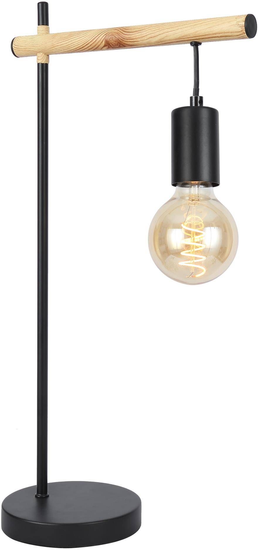 Candellux Izzy Tischlampe 1x60 W schwarz-holz 41-80042