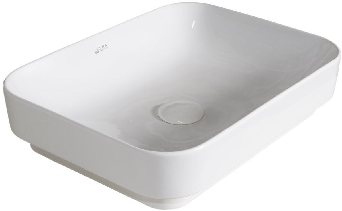 Isvea Sott Aqua Waschbecken 50x38 cm rechteckig Einbauwaschbecken-Aufsatzwaschbecken weiß glanz 10SQ51050