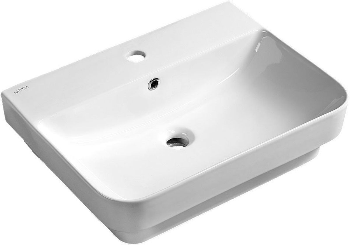 Isvea Sott Aqua Waschbecken 57.1x43.6 cm rechteckig Klassisch-Einbauwaschbecken-Aufsatzwaschbecken weiß glanz 10SQ50057