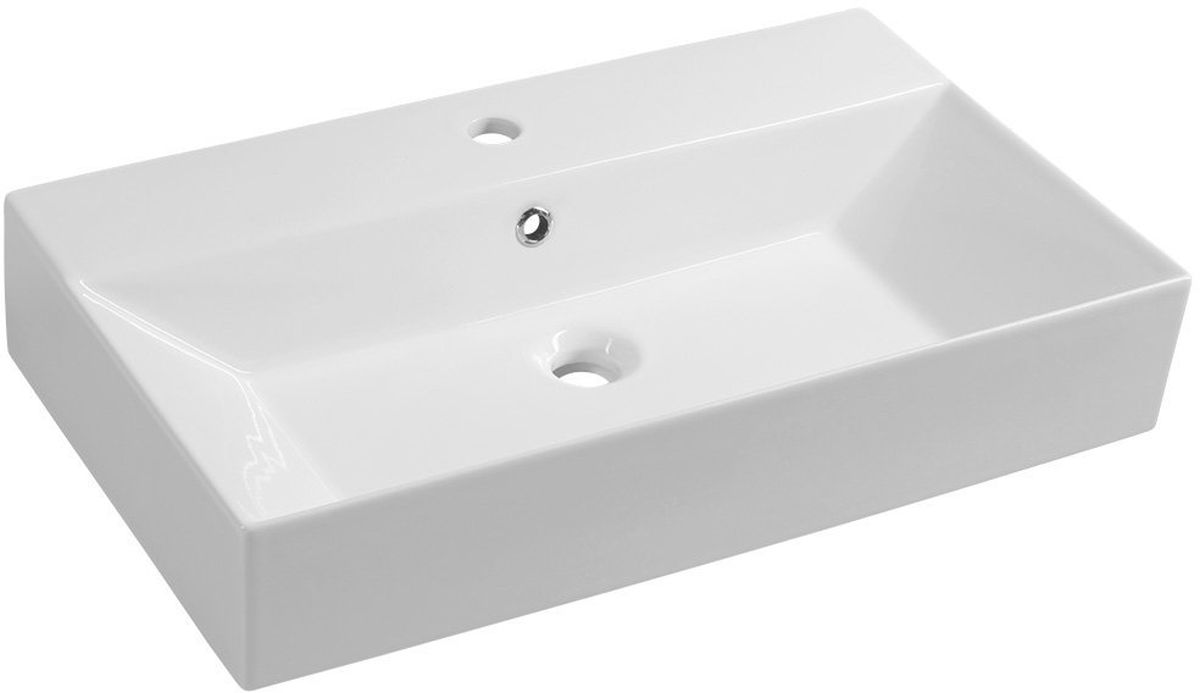 Isvea Sistema Waschbecken 70x42 cm rechteckig Klassisch-Aufsatzwaschbecken weiß glanz 10SF50070