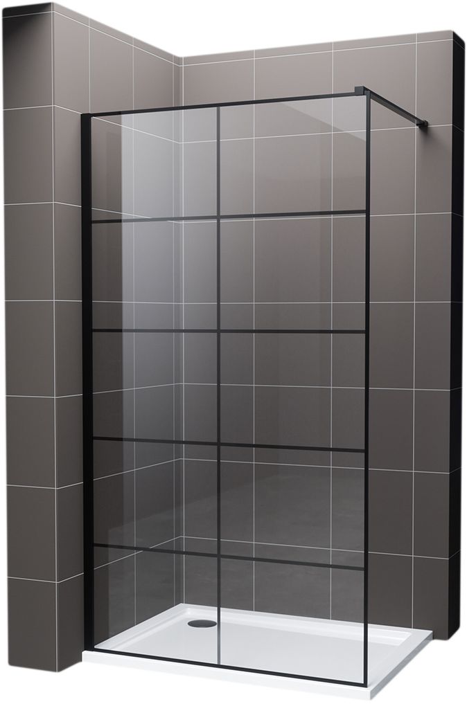 Hagser Agatha Walk-In Duschwand 80 cm schwarz Matte/durchsichtiges Glas HGR80000022