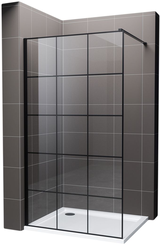 Hagser Agatha Walk-In Duschwand 100 cm schwarz Matte/durchsichtiges Glas HGR11000022