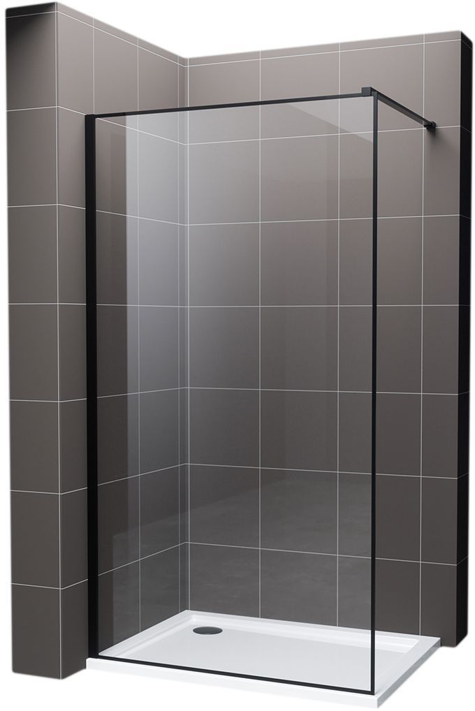 Hagser Hawisa Walk-In Duschwand 80 cm schwarz Matte/durchsichtiges Glas HGR40000022