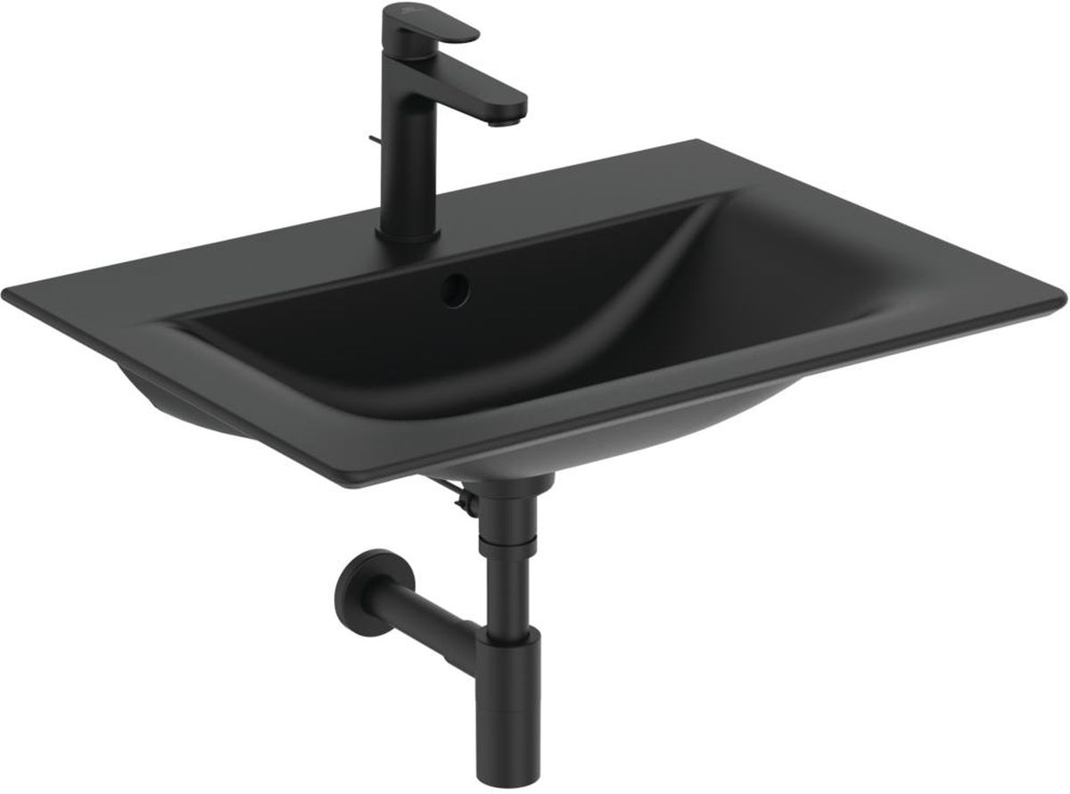Ideal Standard Connect Air Waschbecken 64x46 cm rechteckig Klassisch-Möbel schwarz matte E0289V3