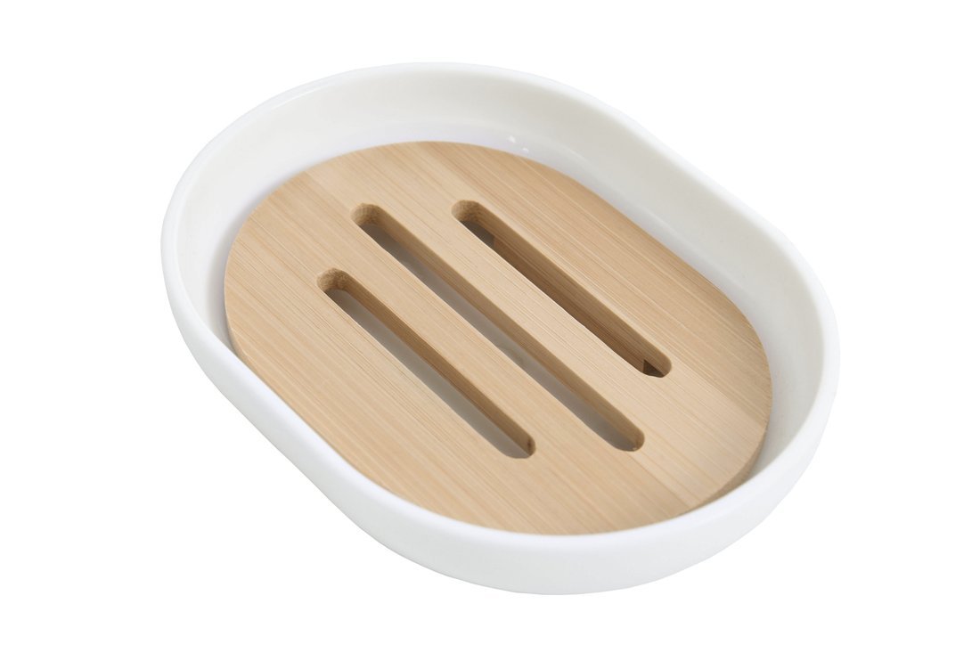 Aqualine Snow Seifenschale stehende weiß-holz 7581