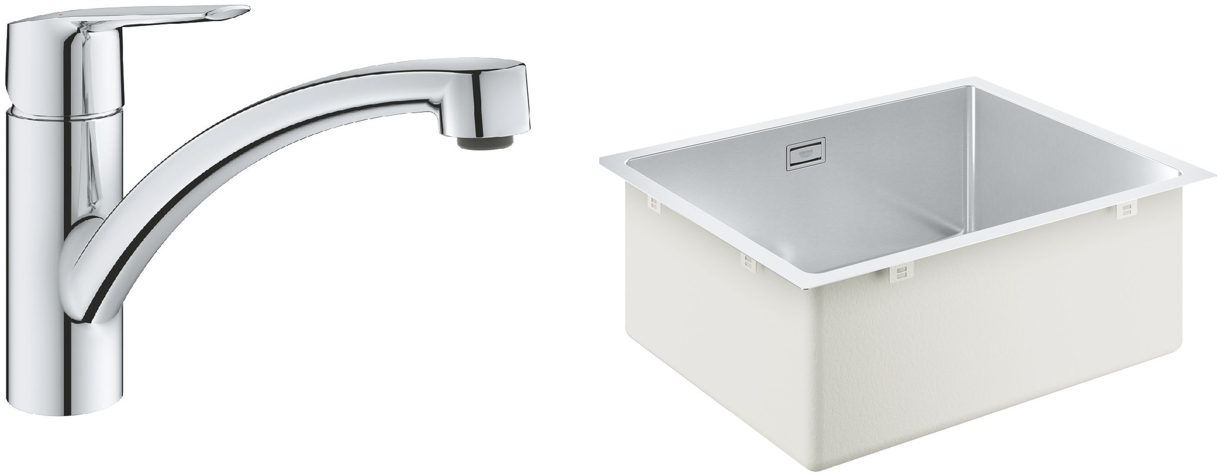 Set Edelstahlspüle Grohe K700 31574SD1, Küchenarmatur Grohe Start 30530002