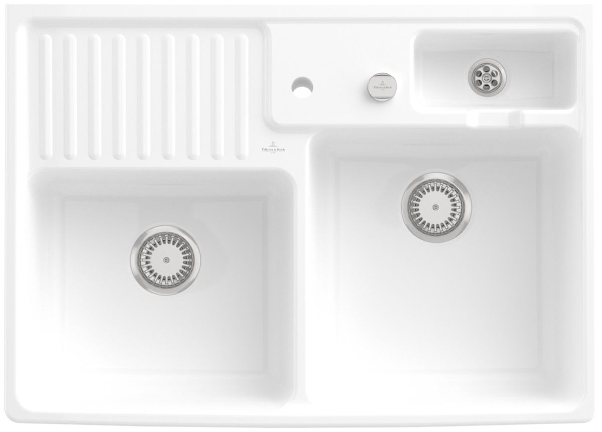 Villeroy & Boch Double-Bowl Keramikspüle 89.5x63 cm weiß 632392R1