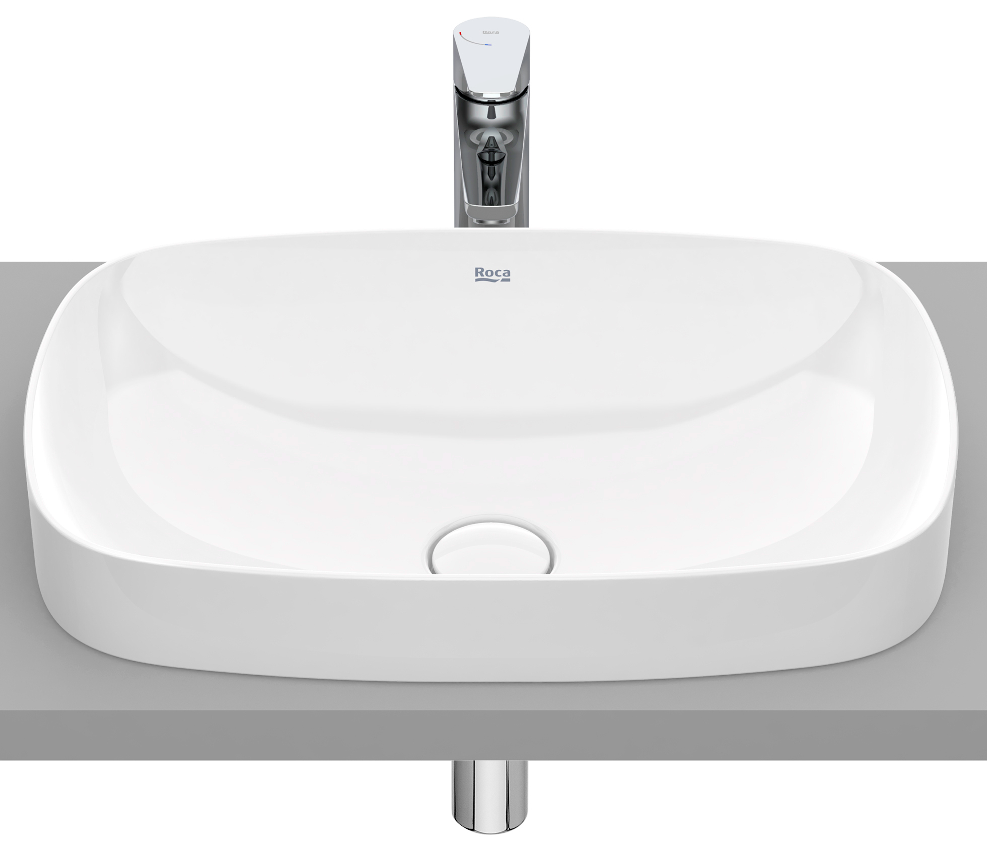 Roca Inspira Waschbecken 55x37 cm rechteckig Einbauwaschbecken weiß glanz A327504S00