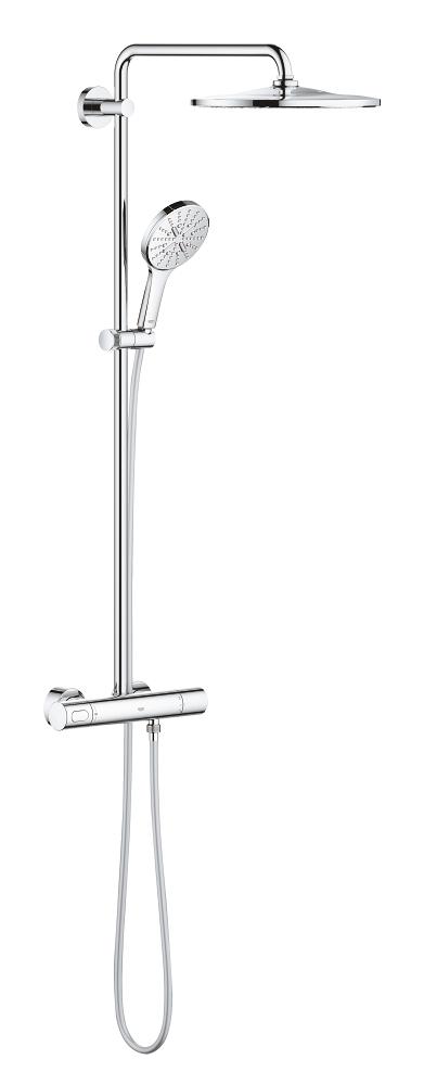 Grohe Rainshower Duschset Wandmontage mit Thermostat mit Kopfbrause StarLight Chrom 26647000