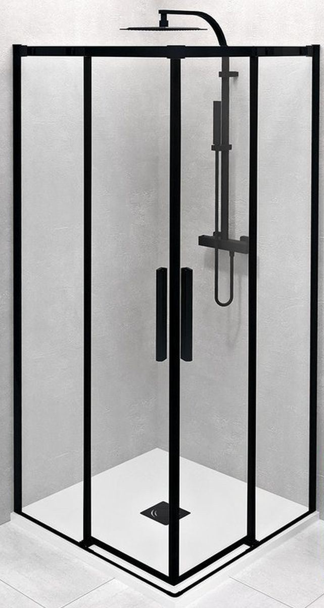 Polysan Altis Line Black Duschkabine 100x100 cm quadratisch schwarz Matte/durchsichtiges Glas AL1512B