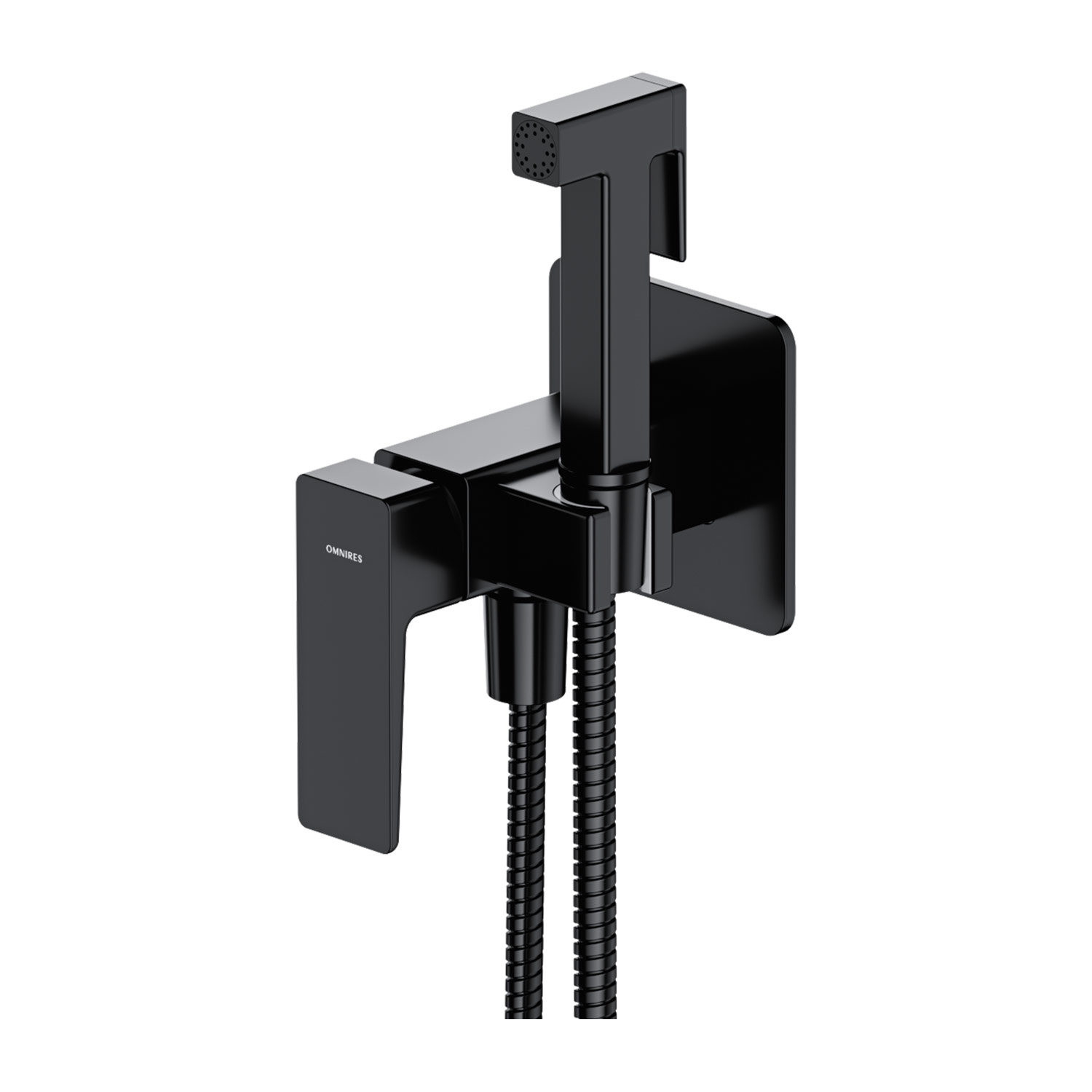 Omnires Parma Bidetarmatur mit Duschset Unterputz schwarz SYSPMBI2BL