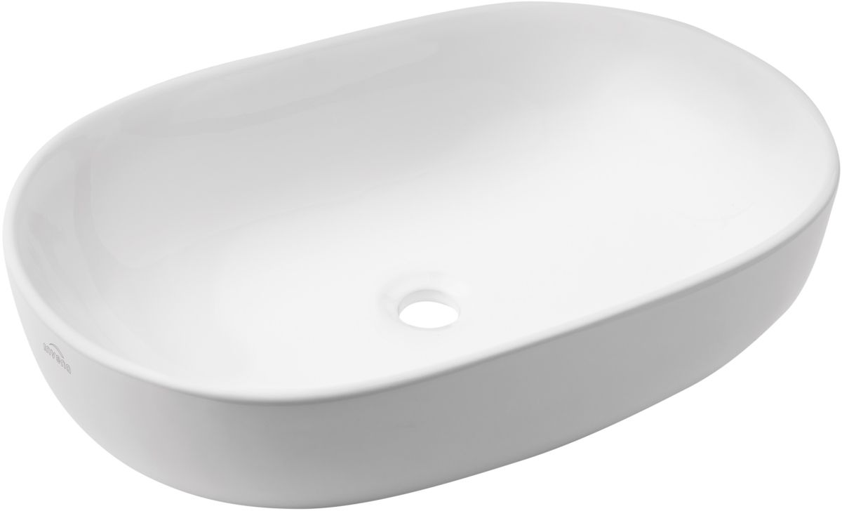Invena Korfu Waschbecken 60x42 cm oval Aufsatzwaschbecken weiß glanz CE-34-001