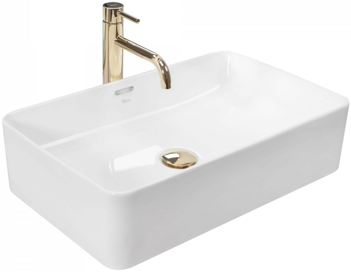 Rea Berta Waschbecken 56x35.5 cm rechteckig Aufsatzwaschbecken weiß REA-U5055