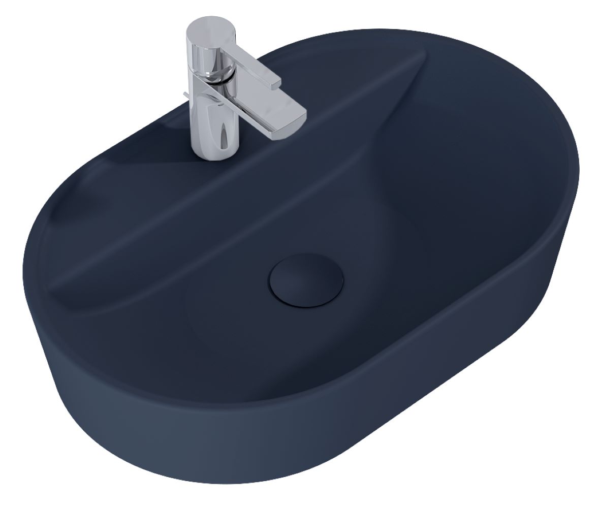 Elita Babette Waschbecken 62x41.2 cm oval Aufsatzwaschbecken blau matte RE040620017030