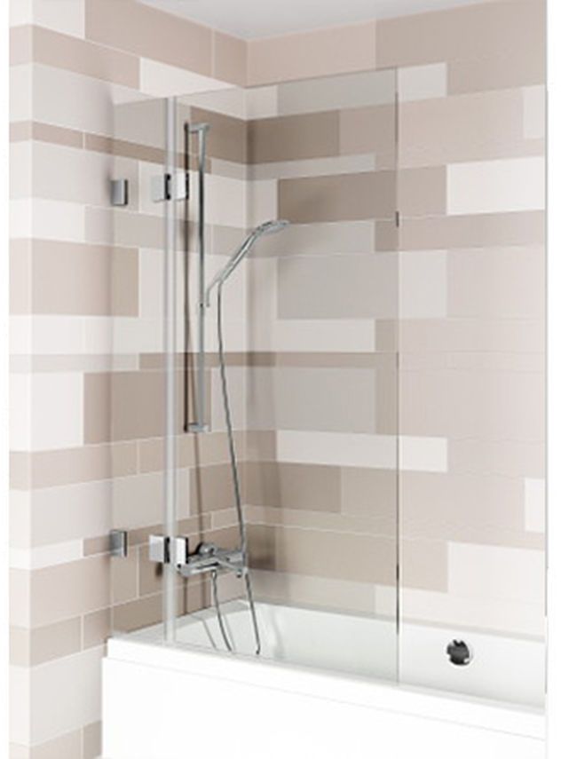Riho Scandic Badewannenabtrennung 85 cm zweigeteilt schwarz Matte/durchsichtiges Glas G001151121
