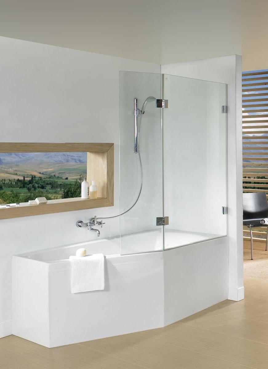 Riho Scandic Badewannenabtrennung 117.5 cm zweigeteilt chrom Glanz/durchsichtiges Glas G001164120