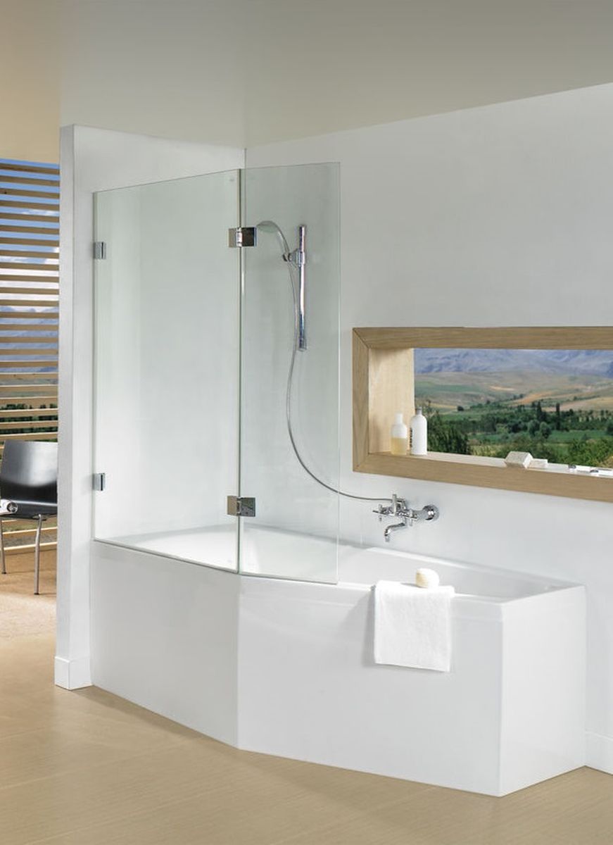 Riho Scandic Badewannenabtrennung 117.5 cm zweigeteilt schwarz Matte/durchsichtiges Glas G001163121