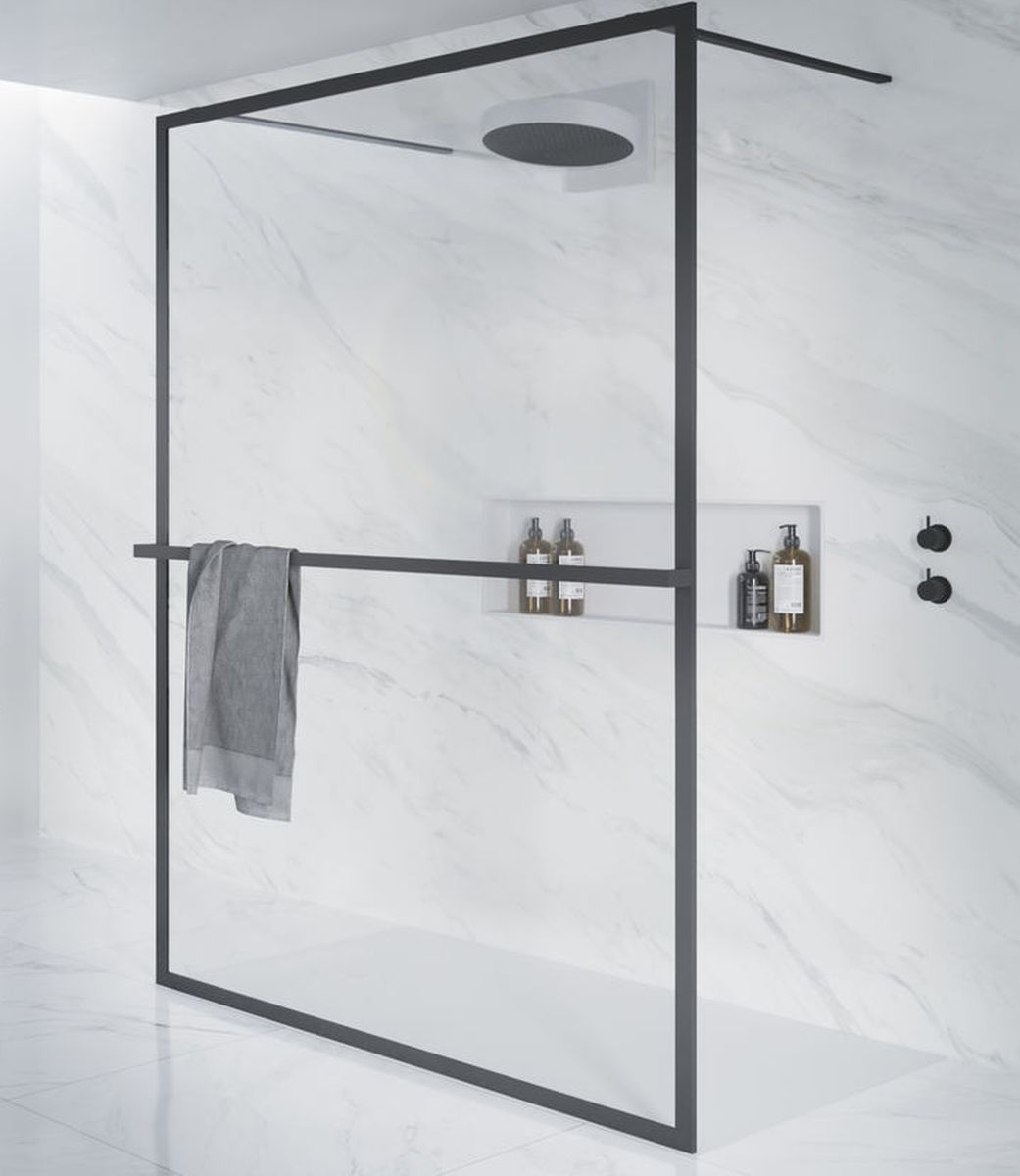 Riho Lucid Duschwand 90 cm schwarz Matte/durchsichtiges Glas G005029121