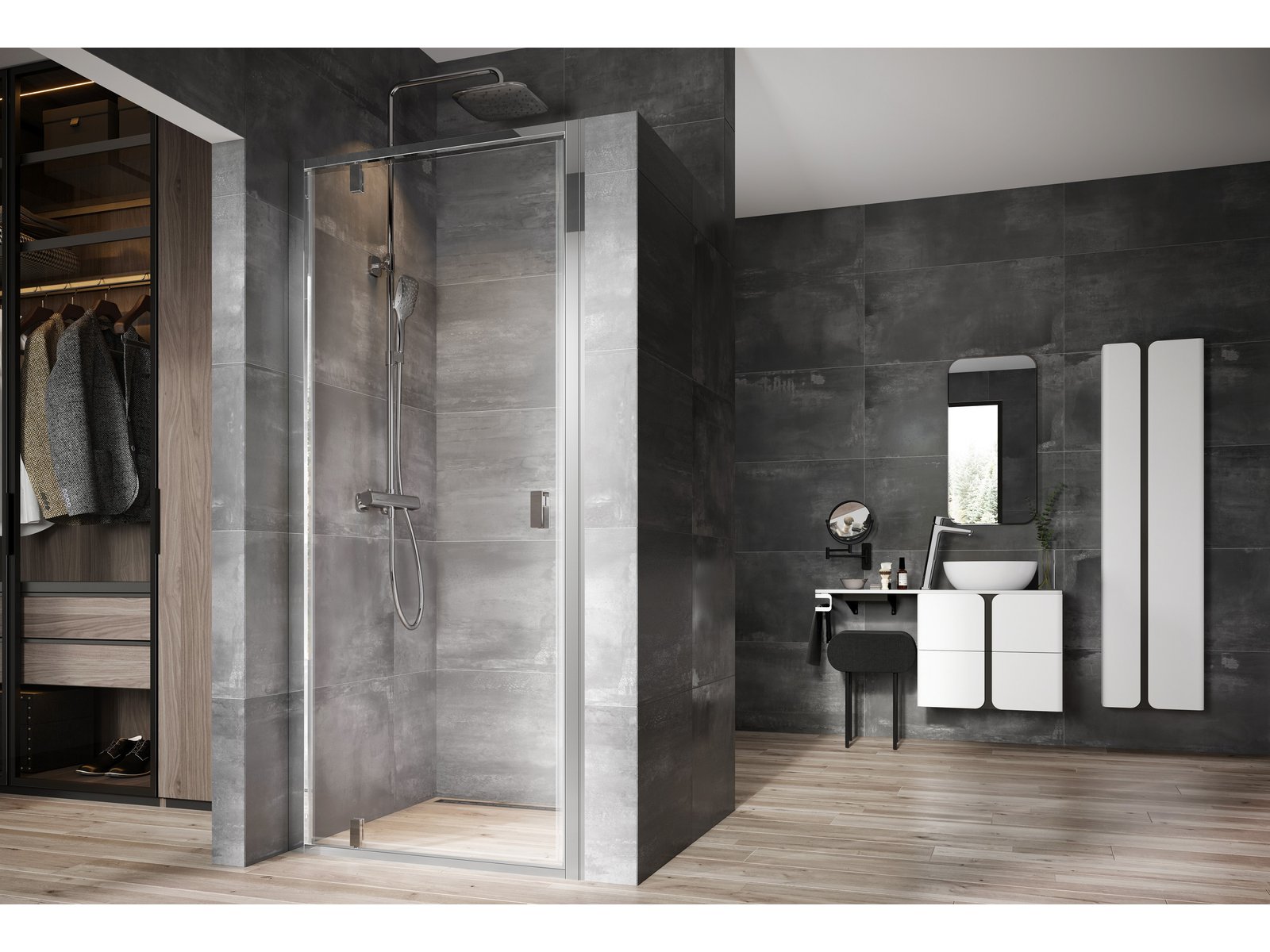 Ravak Nexty Duschtüren 80 cm aufklappbar aluminium Glanz/durchsichtiges Glas 03O40C00Z1
