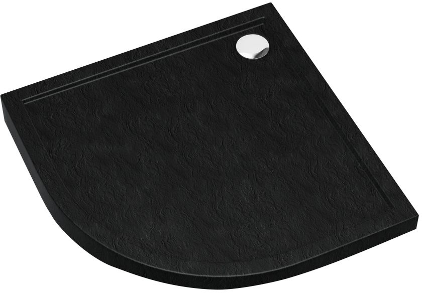 Schedpol Caspar New Black Stone Halbrunde Duschwanne 90x90 cm schwarz 3.2334/C/ST