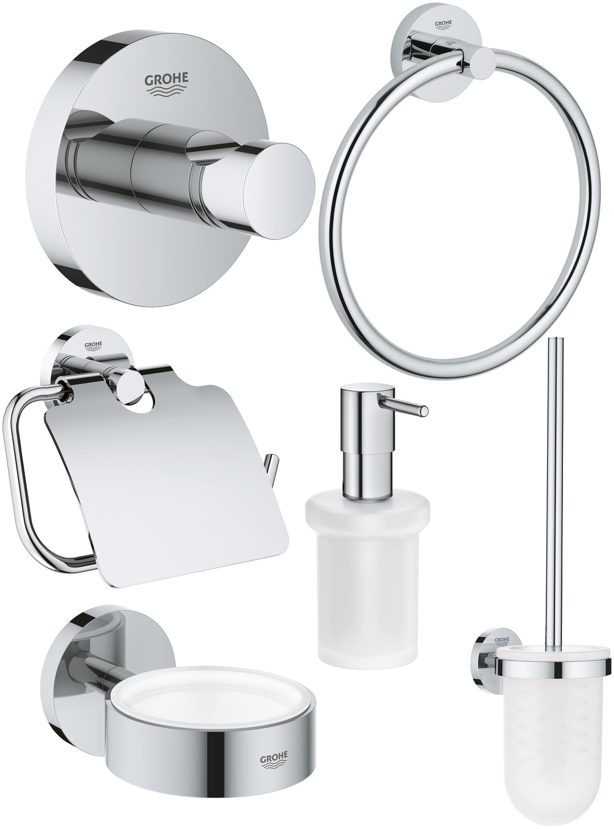 Set Toilettenbürstengarnitur Grohe Essentials 40374001, Toilettenpapierhalter Grohe Essentials 40367001, 40369001, 40365001, 40394001, 40364001