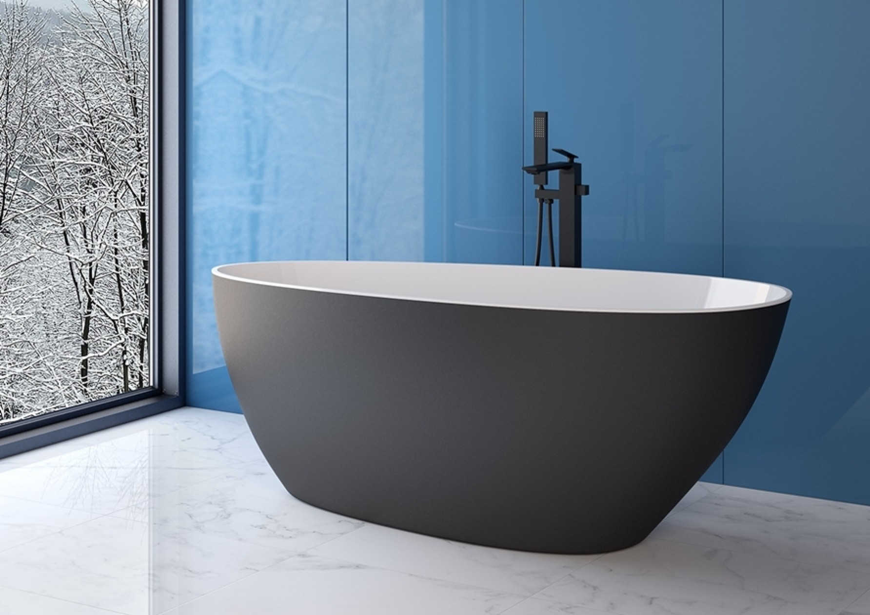 Besco Goya Freistehende Badewanne 140.5x62.5 cm oval zweifarbig #WMMC-140G