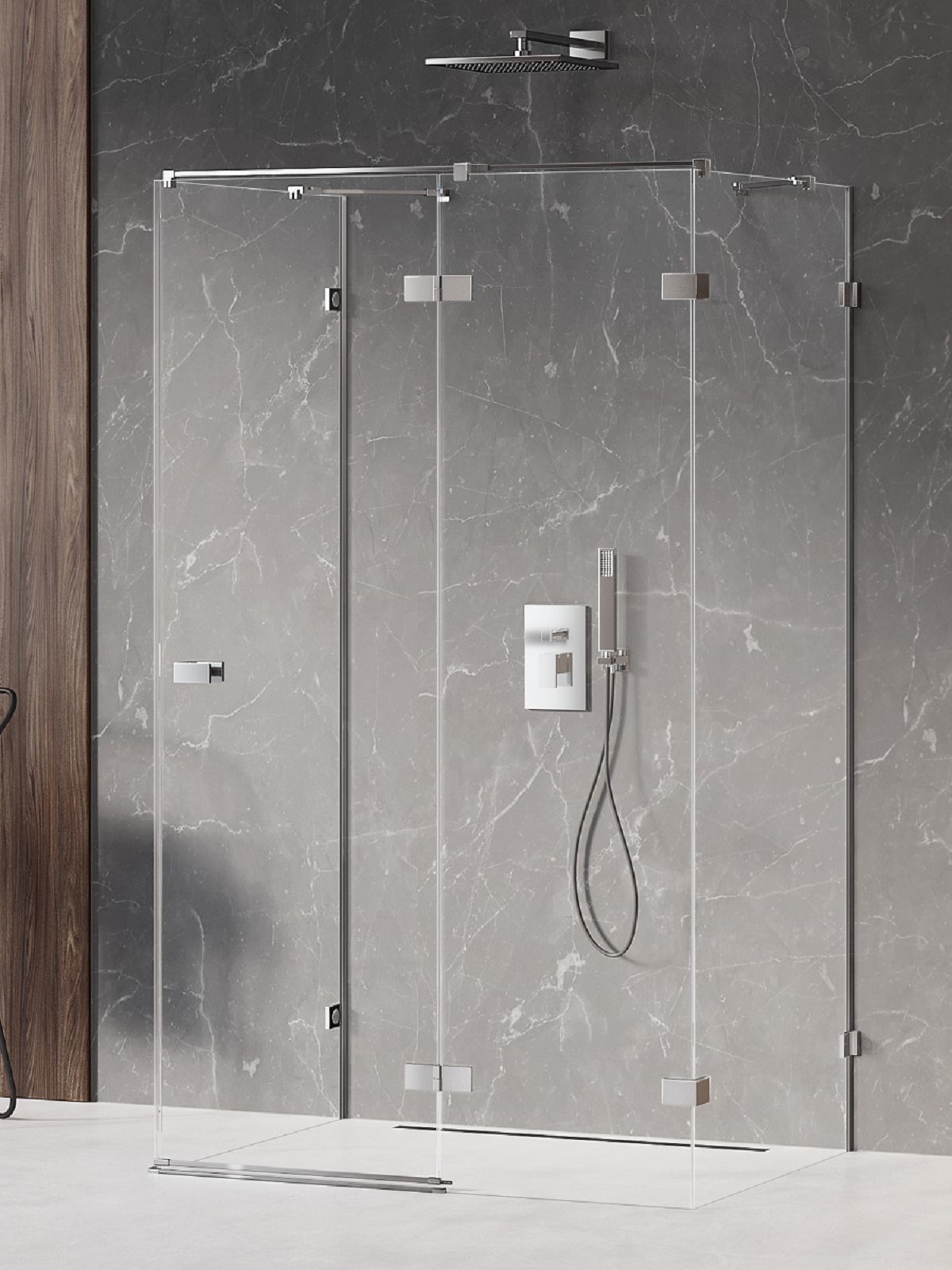 New Trendy Avexa Duschkabine 90x80 cm rechteckig chrom Glanz/durchsichtiges Glas EXK-2475